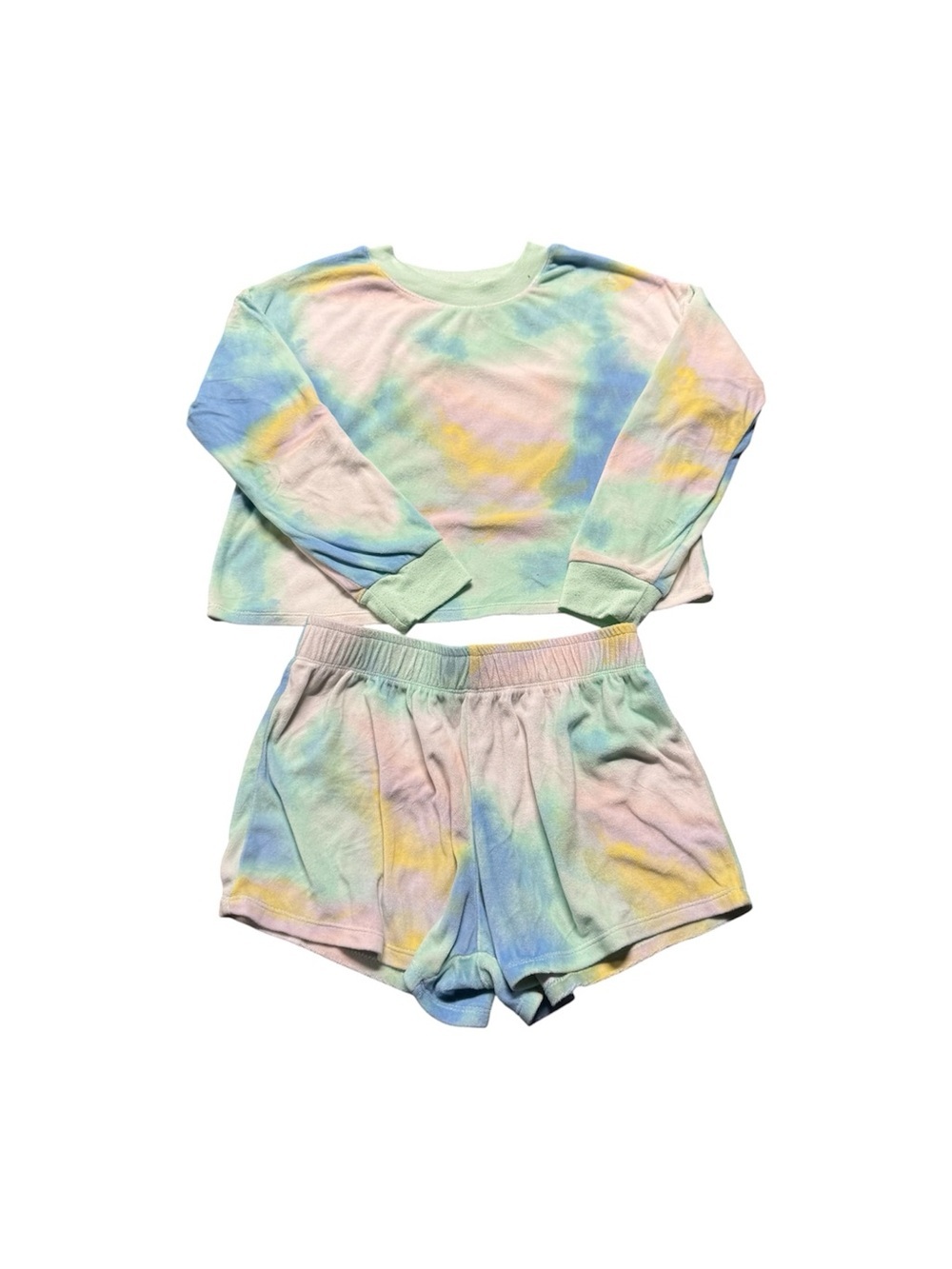Art Class Girls Tie Dye Pajama Set Pastel Long Sleeve & Shorts Size 10/12